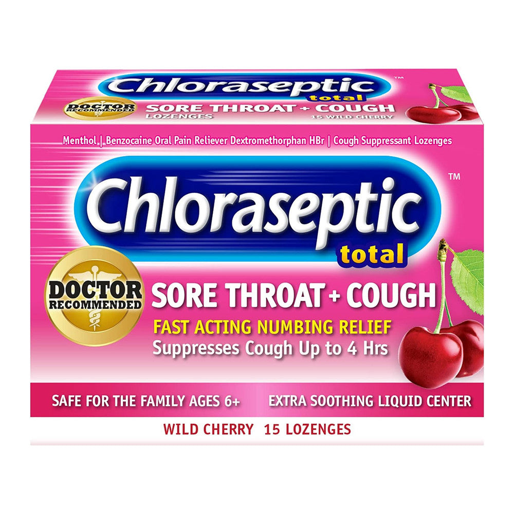 Chloraseptic Total Regular Lozenges Liquid Center, Wild Cherry, 15 Ea